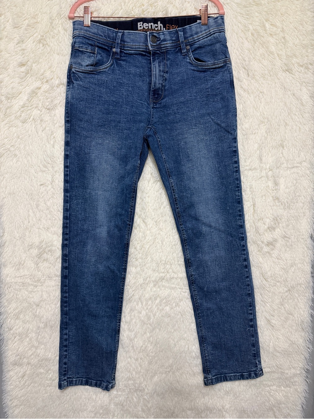 Bench Mens Flex Slim Straight Jeans Size 32 Medium Wash Normcore Dad Core Causal
